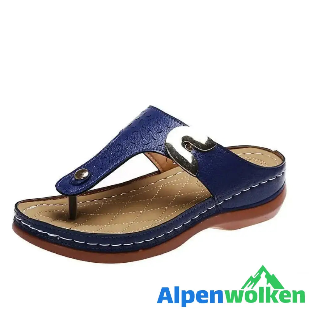 Alpenwolken - Neue Damen-Metalldekor-Funktionsmuster-Keil-Flip-Flops