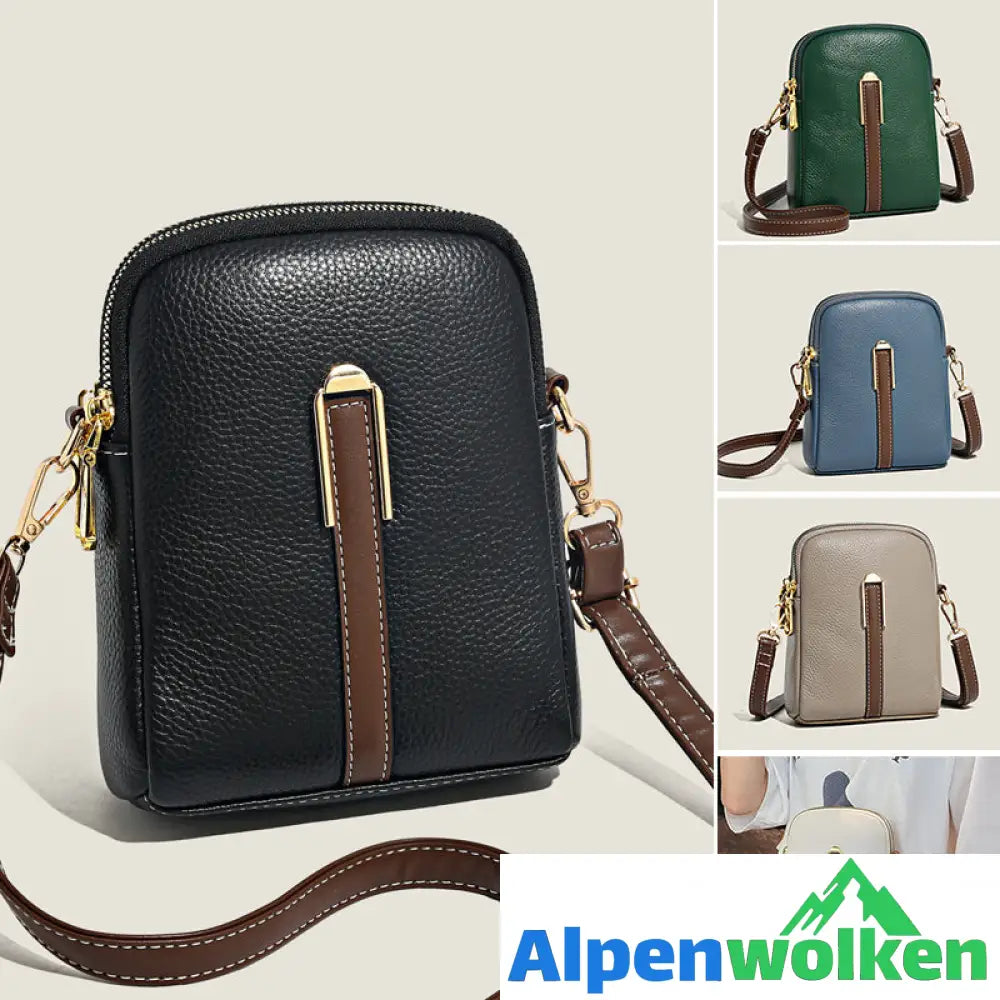 Alpenwolken - Neue Handytasche aus Leder mit Litschimuster