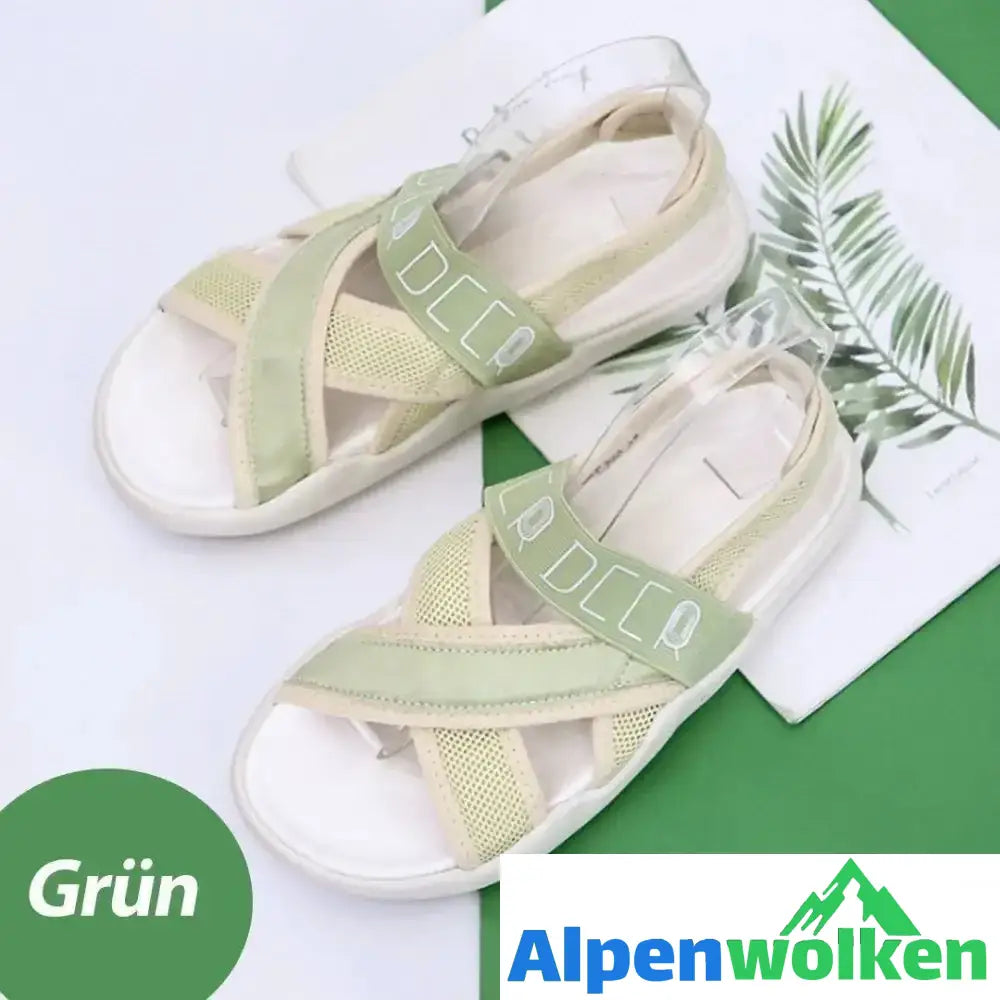 Alpenwolken - Neue Modische Damen Sommer römische Sandalen Grün