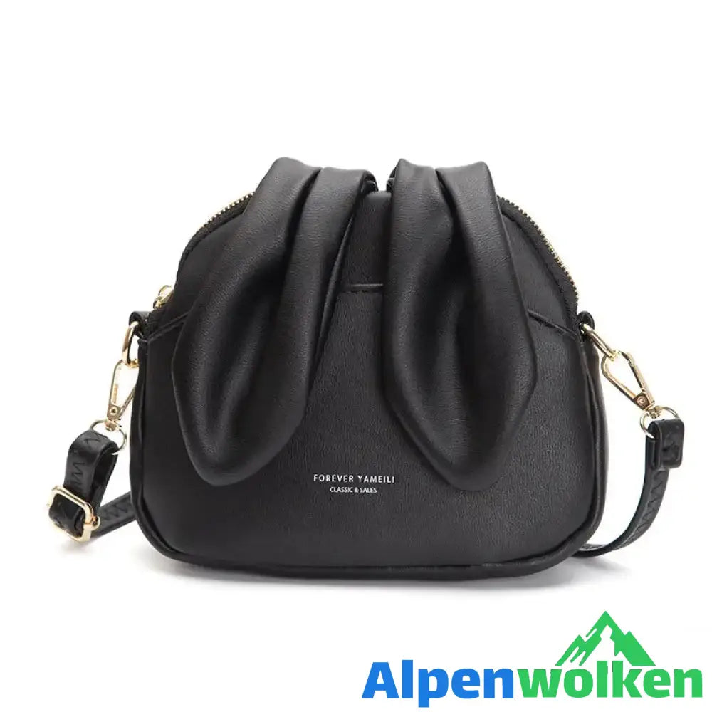 Alpenwolken - Niedliche Hasenohren Frauen Kuriertasche Schwarz