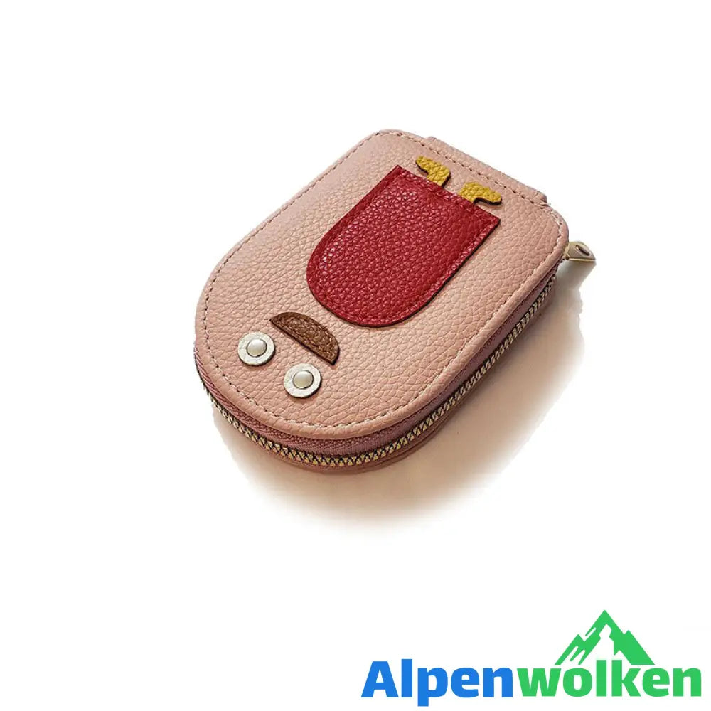 Alpenwolken - Niedliche Pinguine PU Kreditkarte Münze Brieftasche Rosa