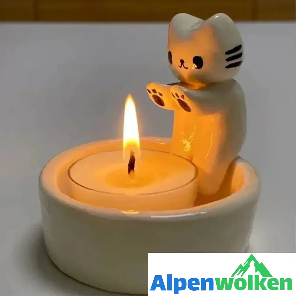 Alpenwolken - Niedlicher Katzen-Kerzenhalter