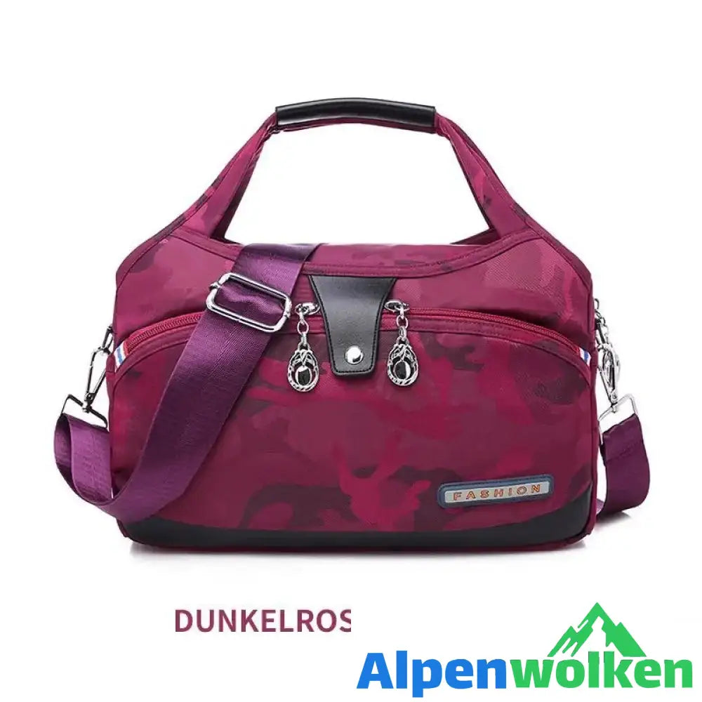 Alpenwolken - Nylon Handtasche/Umhängetasche mit großer Kapazität Dunkelrosa