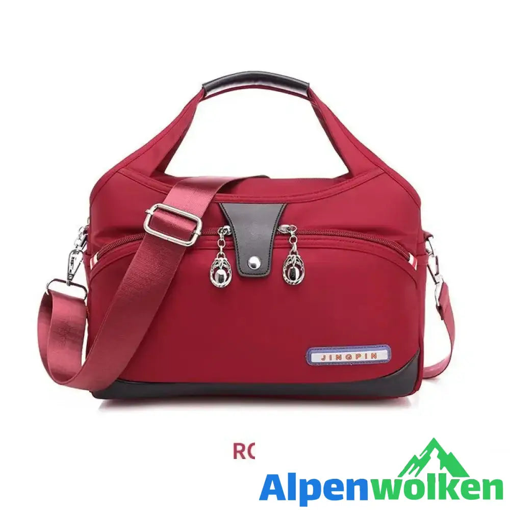 Alpenwolken - Nylon Handtasche/Umhängetasche mit großer Kapazität Rot