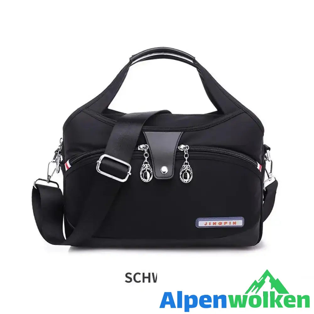 Alpenwolken - Nylon Handtasche/Umhängetasche mit großer Kapazität Schwarz