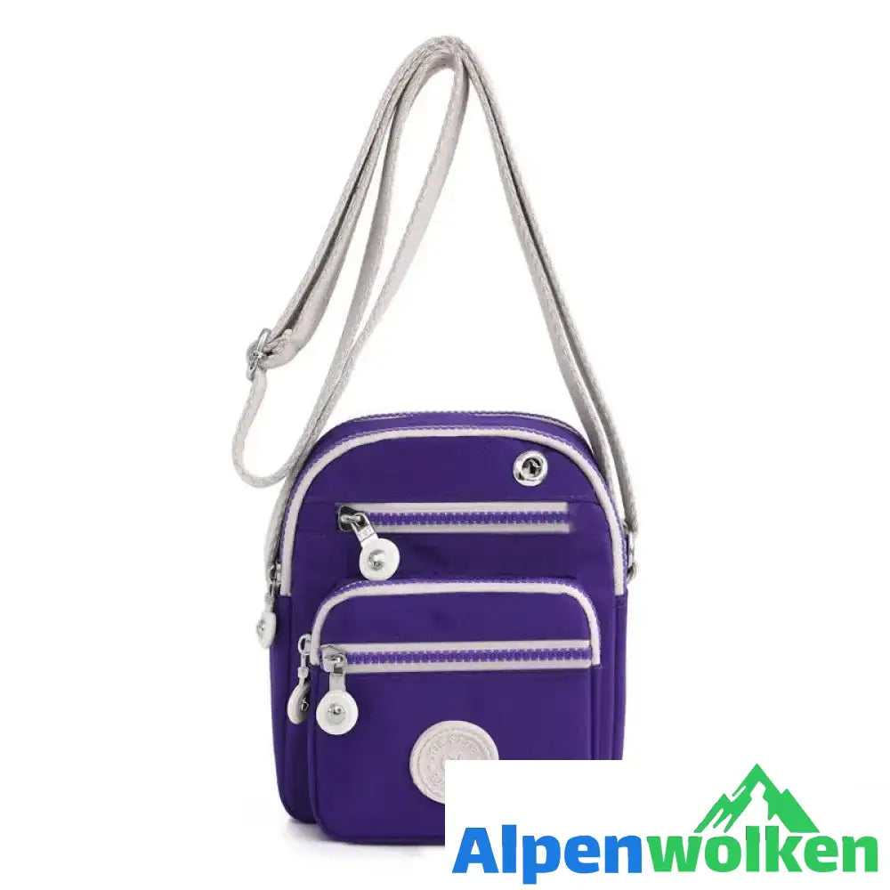 Alpenwolken - Nylon-Umhängegürteltasche für Damen mit mehreren Taschen Lila