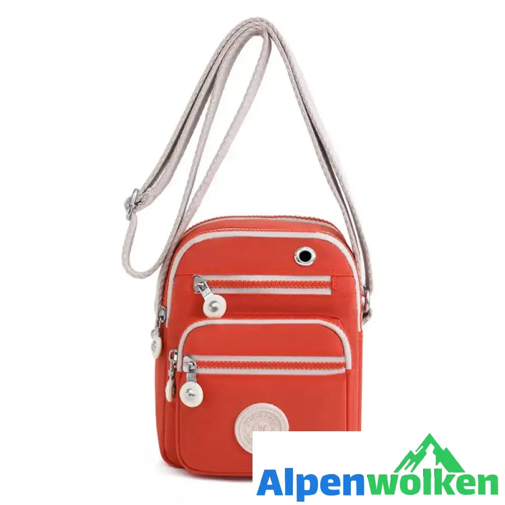 Alpenwolken - Nylon-Umhängegürteltasche für Damen mit mehreren Taschen Orange