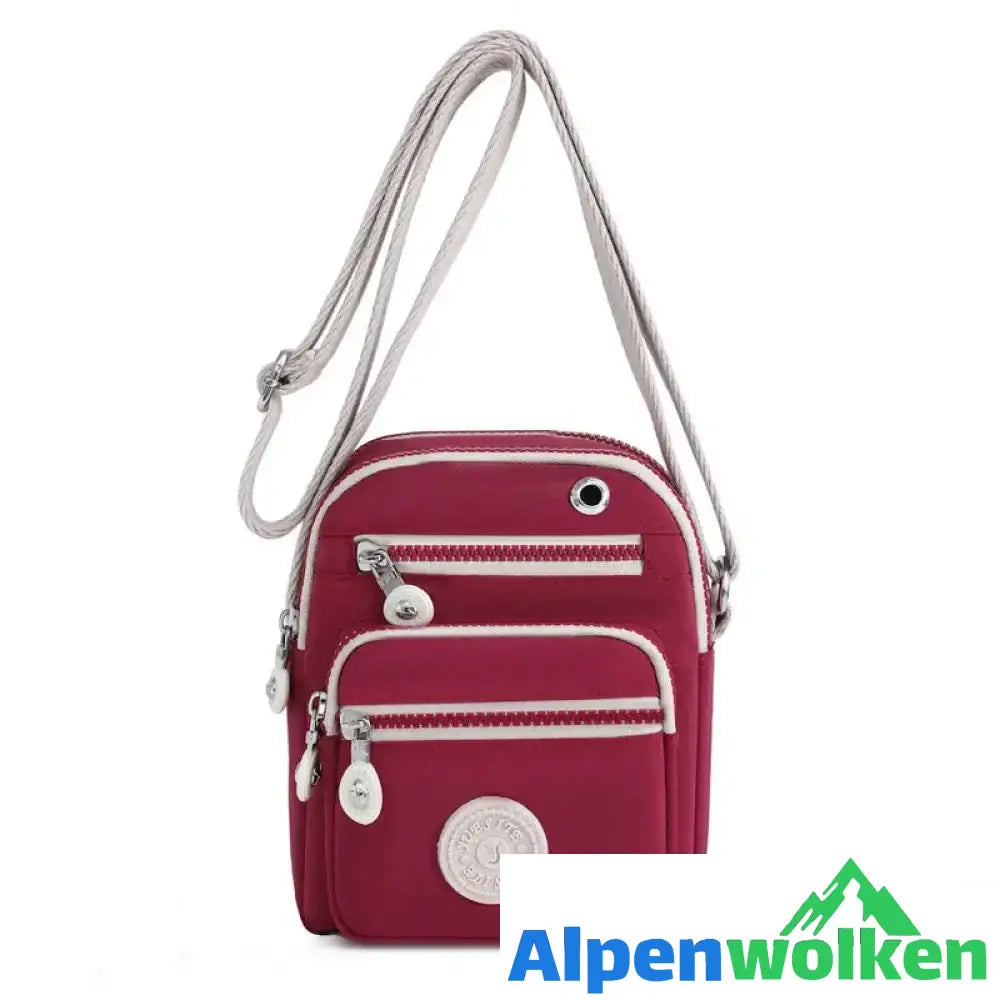 Alpenwolken - Nylon-Umhängegürteltasche für Damen mit mehreren Taschen Rosarot