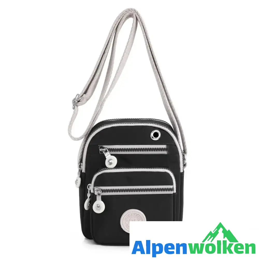 Alpenwolken - Nylon-Umhängegürteltasche für Damen mit mehreren Taschen Schwarz