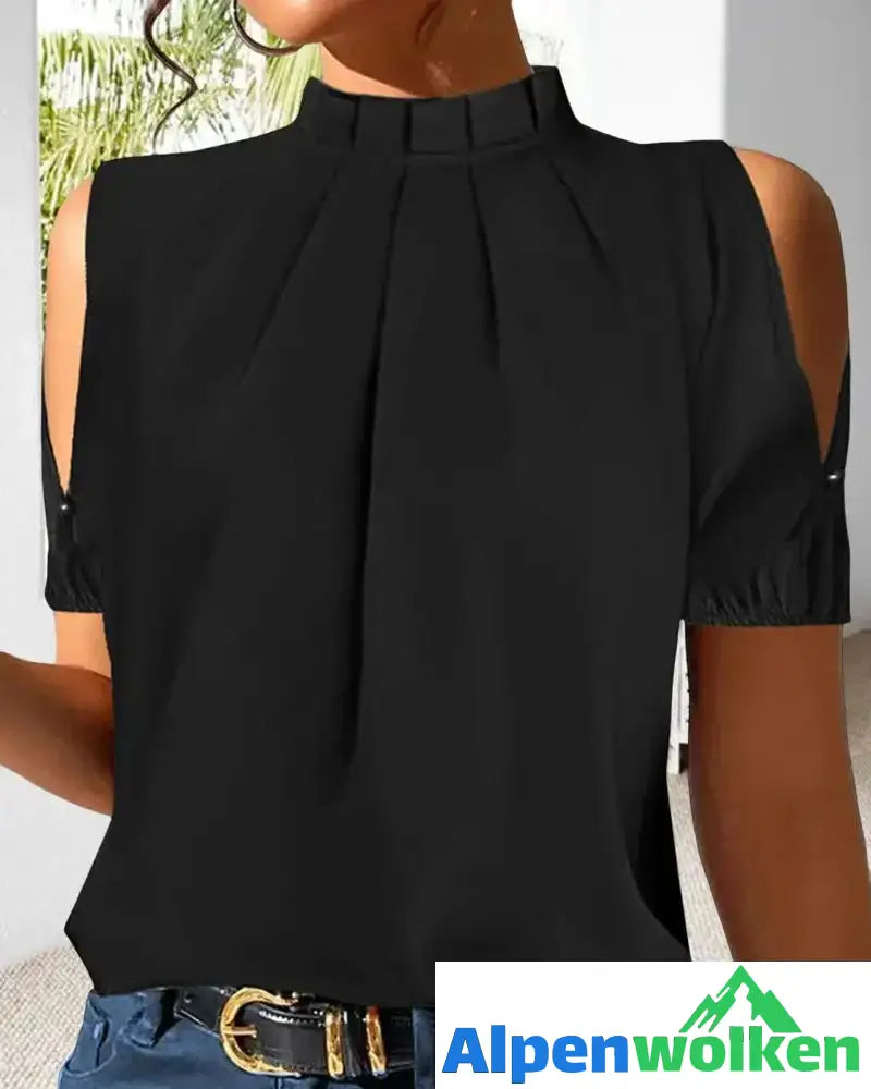 Alpenwolken - Off-Shoulder-Bluse in einfarbig