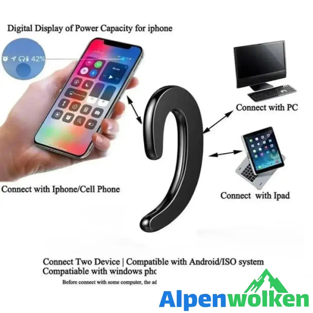 Alpenwolken - Ohrhaken Drahtloser Bluetooth-Kopfhörer