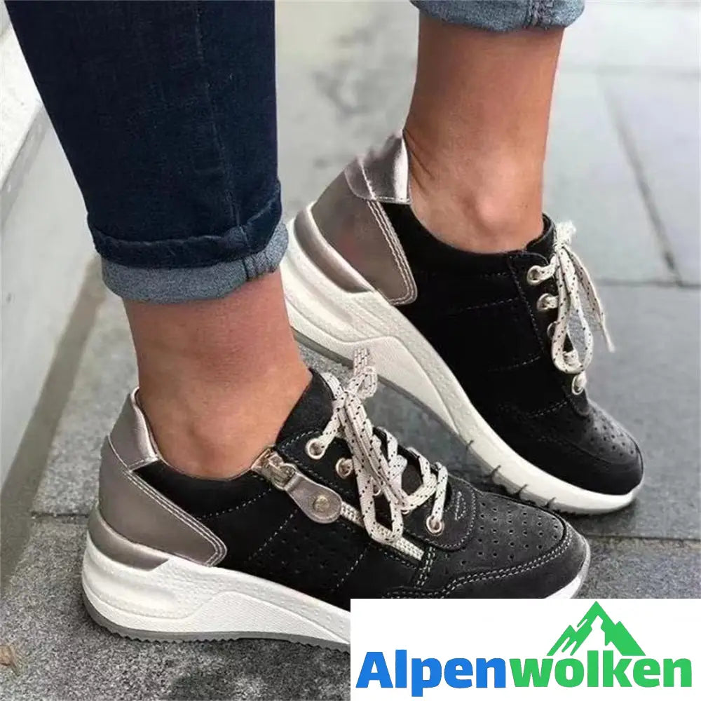 Alpenwolken - Orthopädische bequeme Turnschuhe Schwarz