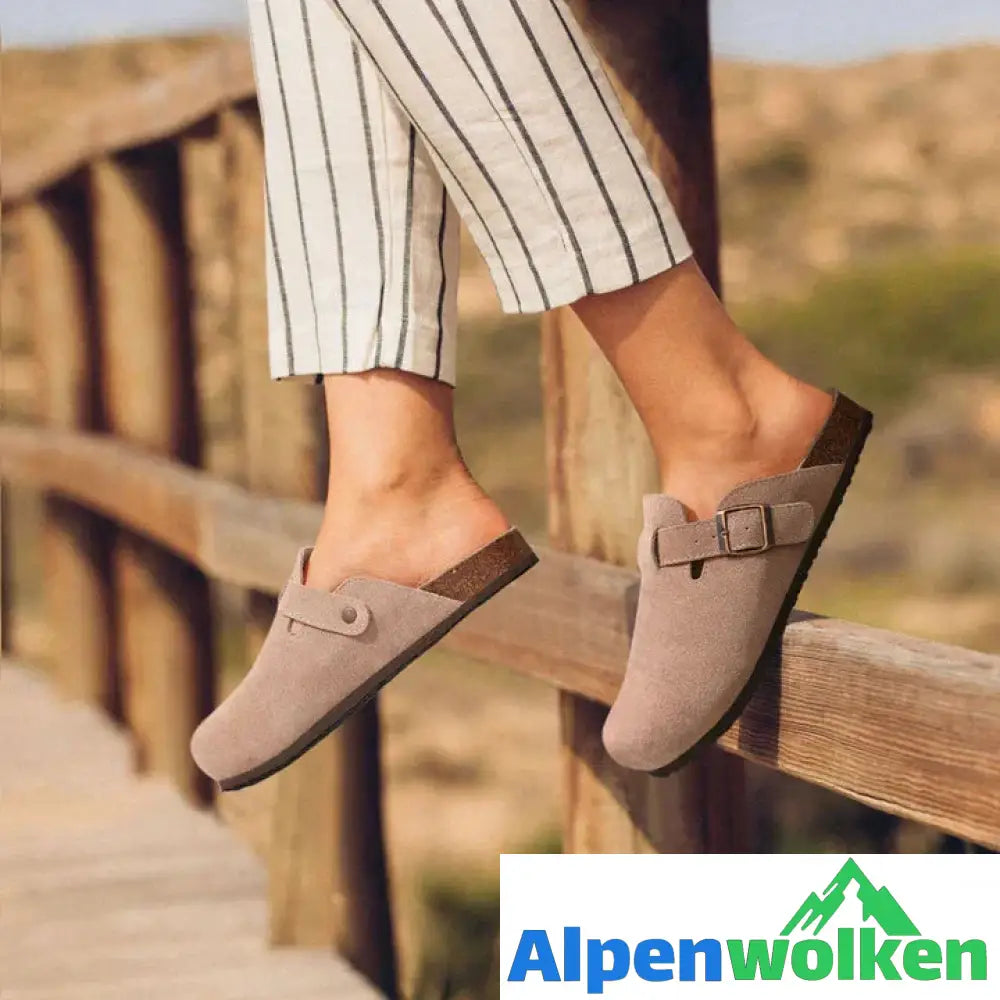 Alpenwolken - Orthopädische Boston Clogs Frauen Pantoffeln Braun