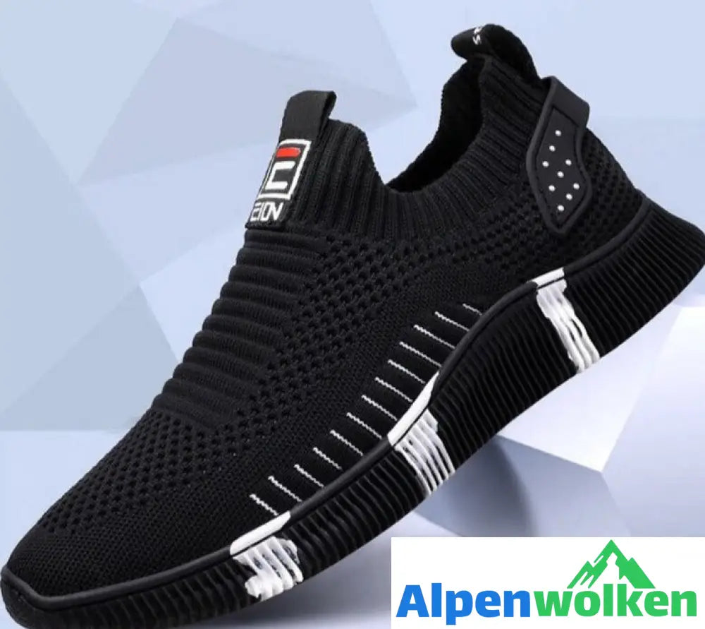 Alpenwolken - Orthopädische Herrenschuhe aus Mesh Schwarz und weiß