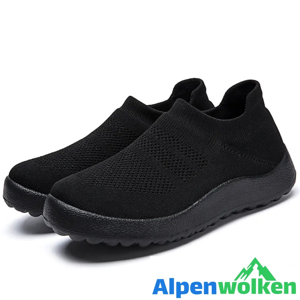 Alpenwolken - Orthopädische Schuhe für Männer Dehnbare Passform Schaumstoffpolsterung Zum Hineinschlüpfen Mesh Schwarz