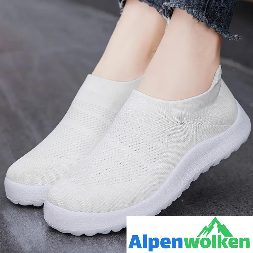 Alpenwolken - Orthopädische Schuhe für Männer Dehnbare Passform Schaumstoffpolsterung Zum Hineinschlüpfen Mesh Weiß