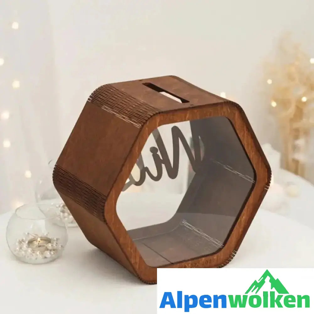 Alpenwolken - Personalisierte Hochzeitskarte Sechskantbox