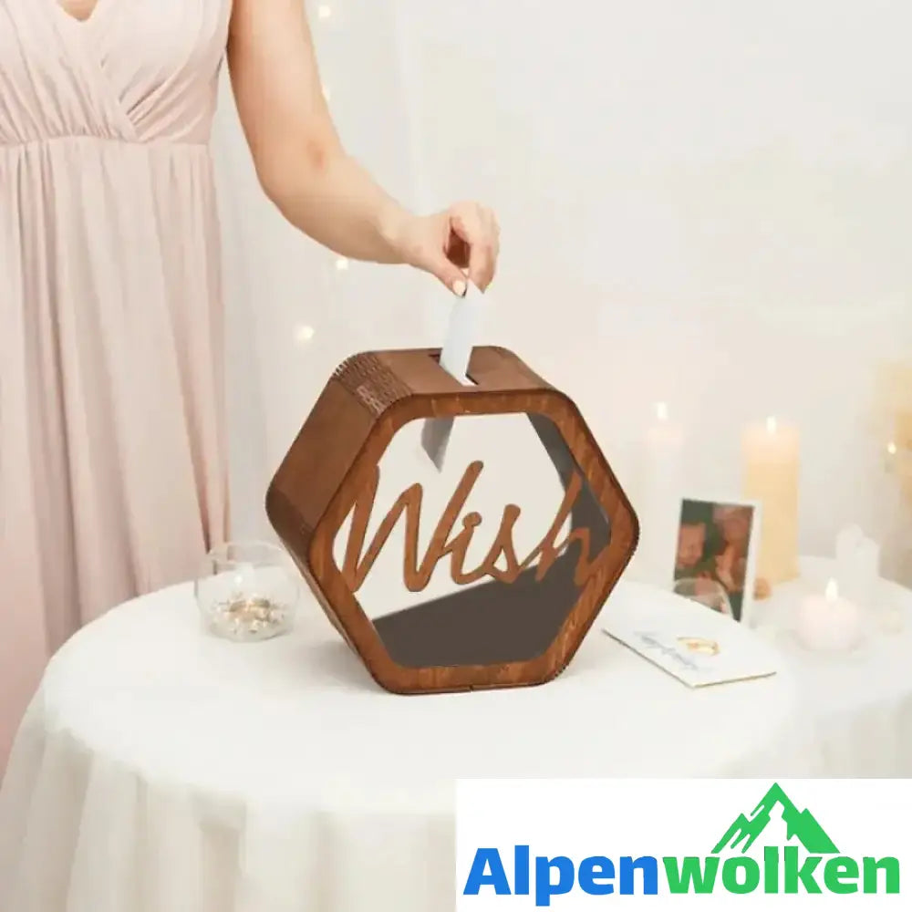 Alpenwolken - Personalisierte Hochzeitskarte Sechskantbox