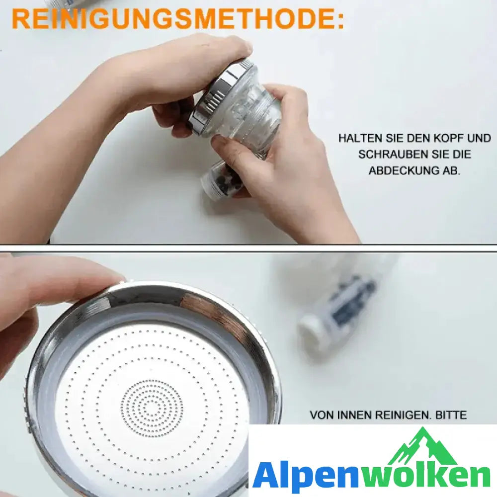 Alpenwolken - Premium Duschkopf Handbrause mit Ionenfilter wassersparend mit verstellbaren Wasserdruck