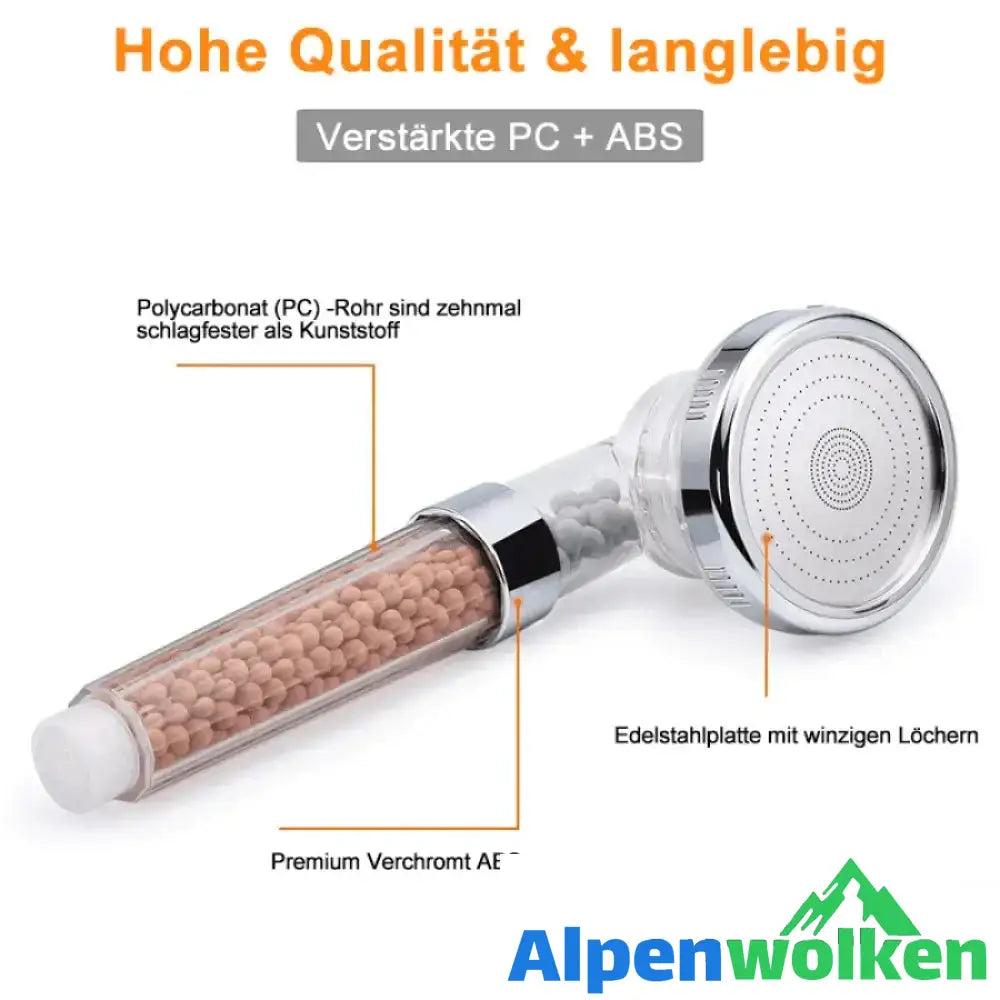 Alpenwolken - Premium Duschkopf Handbrause mit Ionenfilter wassersparend mit verstellbaren Wasserdruck