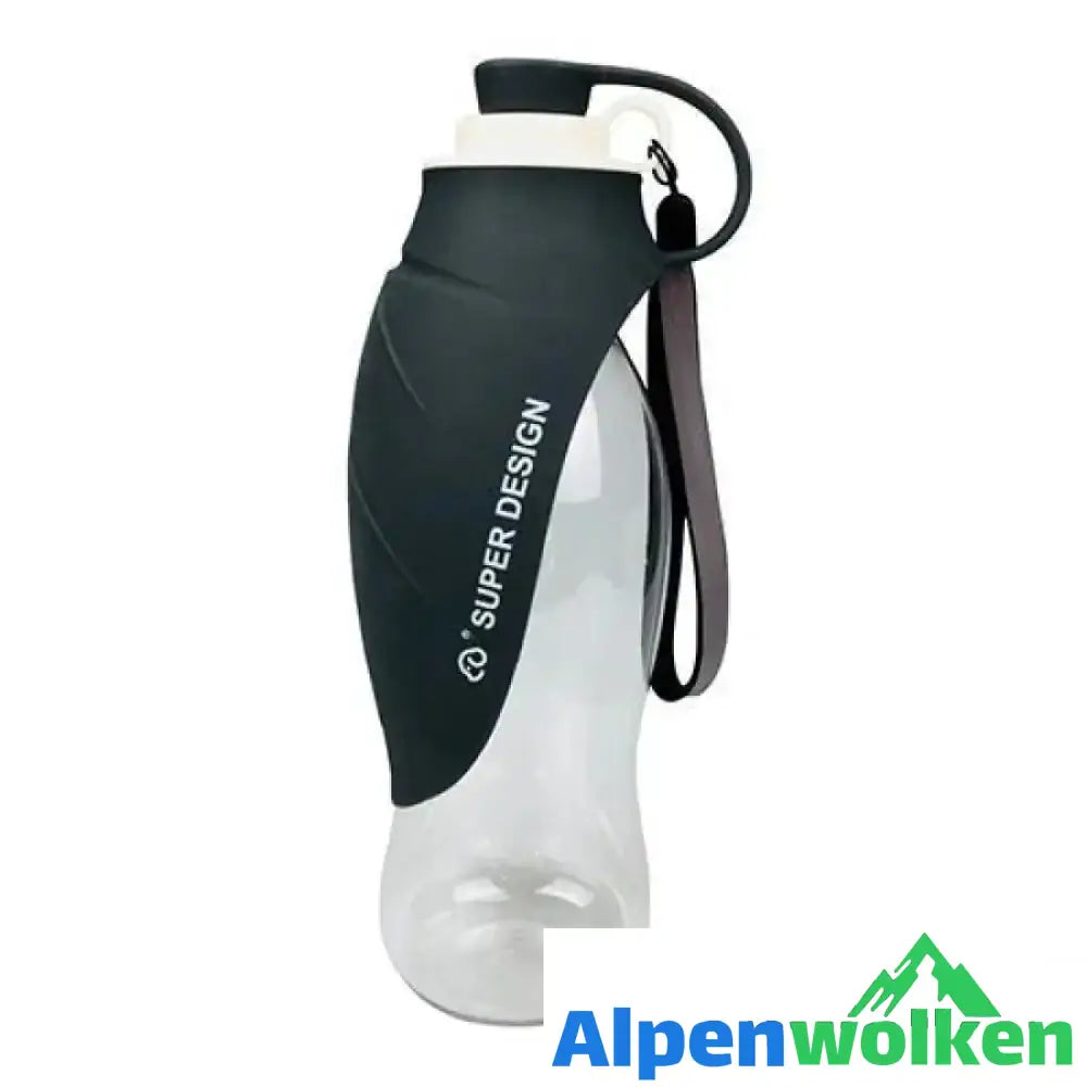 Alpenwolken - Premium Hunde Trinkflasche Schwarz