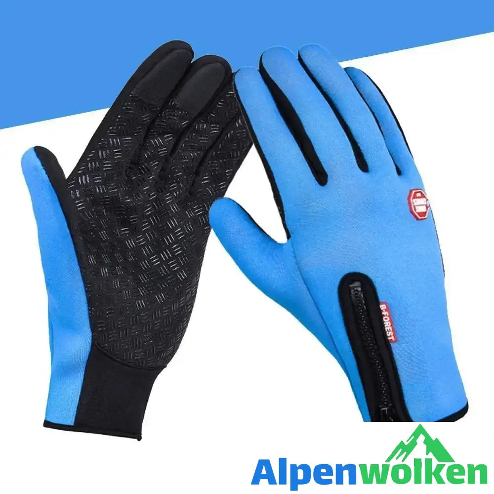 Alpenwolken - Premiume warme winddichte wasserdichte Touchscreen Handschuhe Unisex Blau