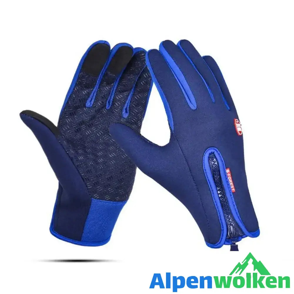 Alpenwolken - Premiume warme winddichte wasserdichte Touchscreen Handschuhe Unisex Schwarzblau