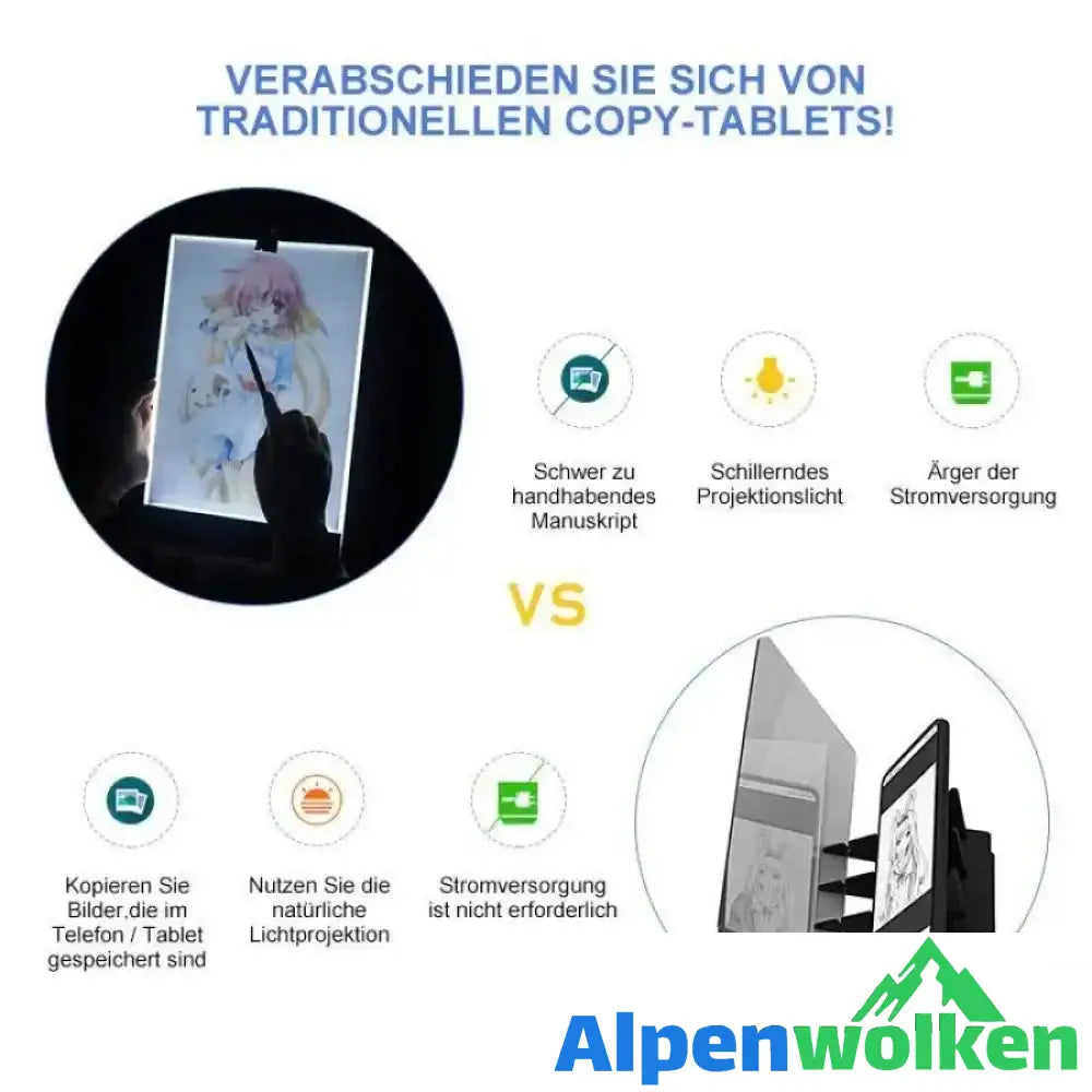 Alpenwolken - Projektionszeichenbrett mit Halterung-für Mobiltelefone und Tablets