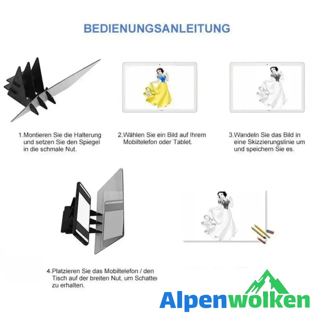 Alpenwolken - Projektionszeichenbrett mit Halterung-für Mobiltelefone und Tablets