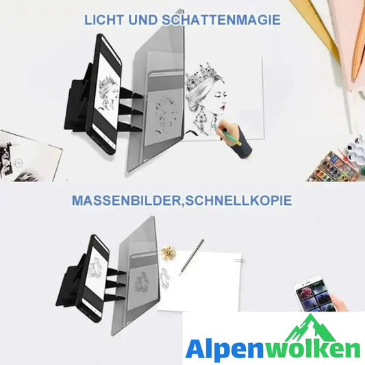 Alpenwolken - Projektionszeichenbrett mit Halterung-für Mobiltelefone und Tablets