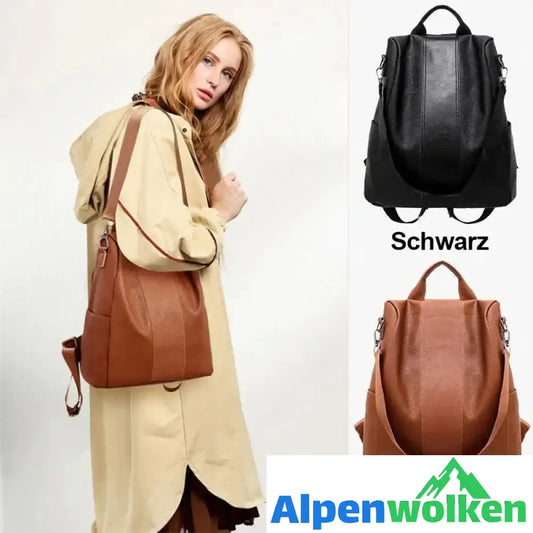 Alpenwolken - PU-Leder Anti-Diebstahl Rucksack