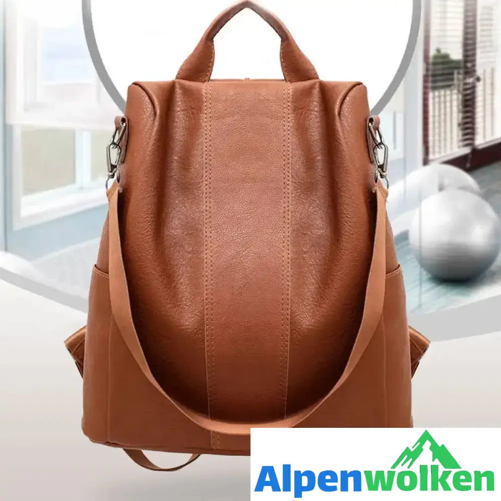 Alpenwolken - PU-Leder Anti-Diebstahl Rucksack