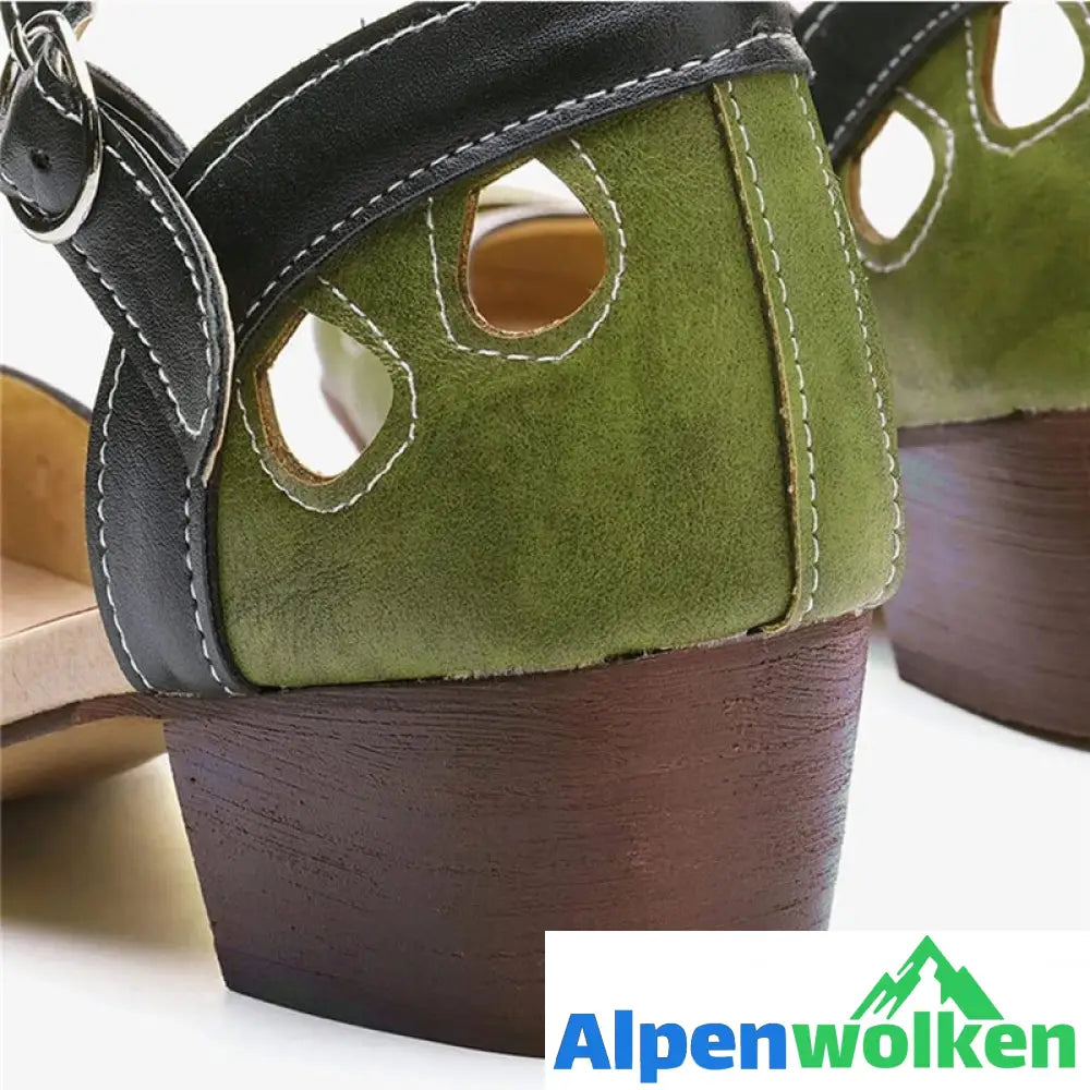 Alpenwolken - ✨💟PU-Leder Sandalen mit klobigem Absatz💟✨