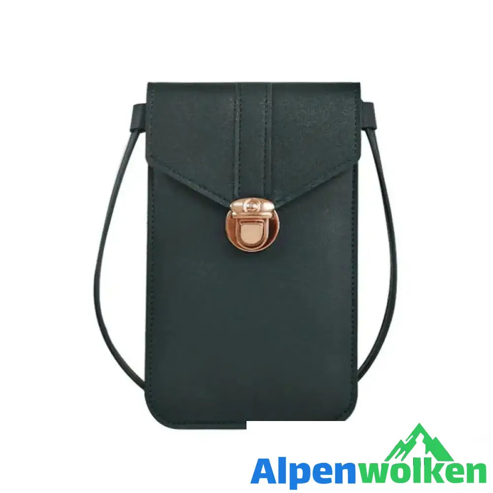 Alpenwolken - PU-Touchscreen-Handytasche Dunkelgrün