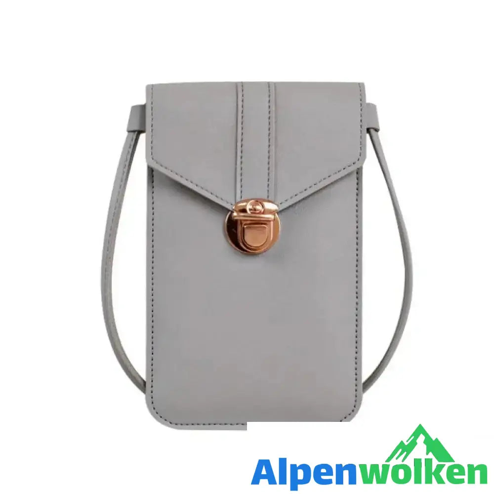 Alpenwolken - PU-Touchscreen-Handytasche Hellgrau