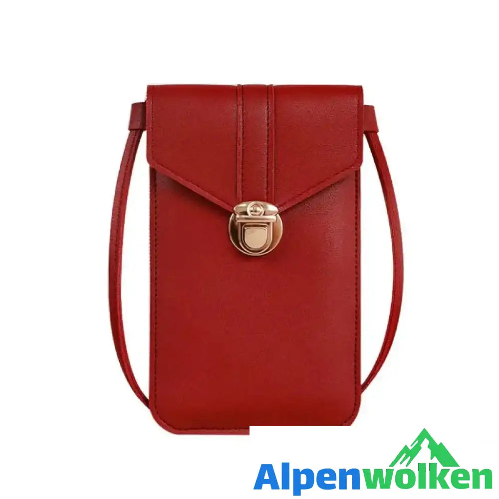 Alpenwolken - PU-Touchscreen-Handytasche Weinrot