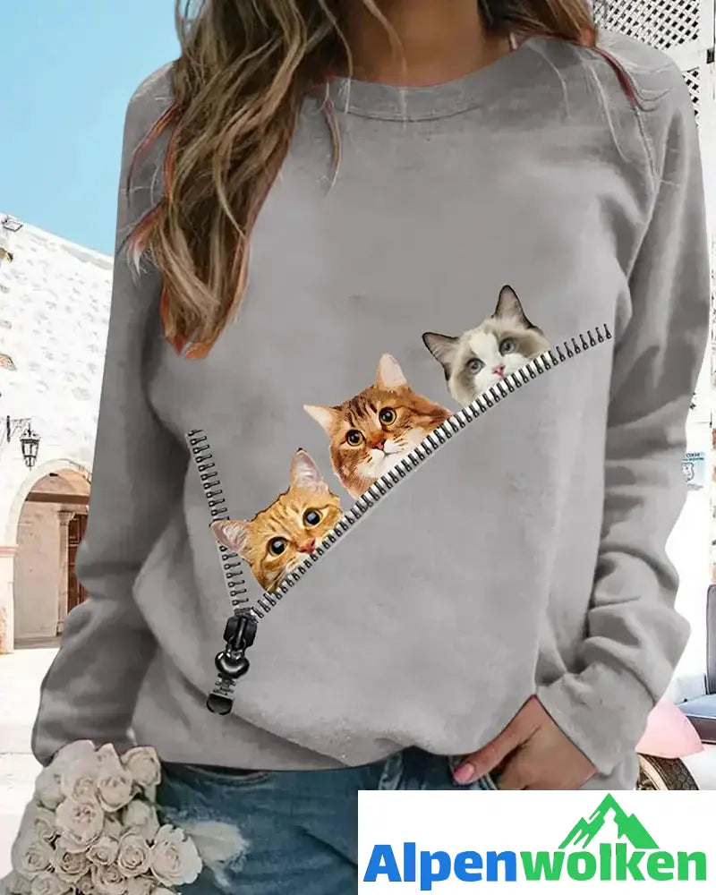 Alpenwolken - Pullover mit Cat-Print