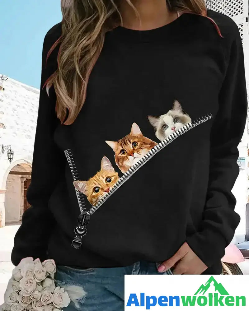 Alpenwolken - Pullover mit Cat-Print