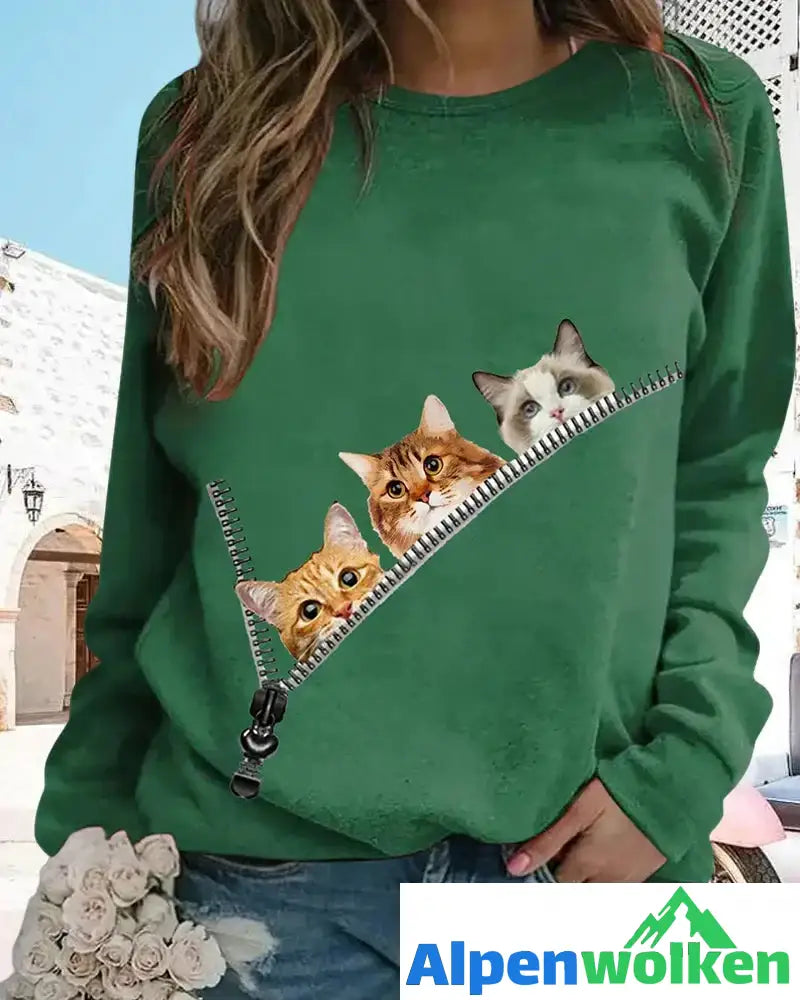 Alpenwolken - Pullover mit Cat-Print