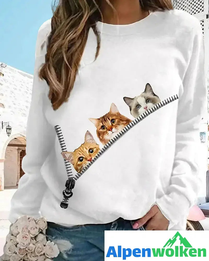 Alpenwolken - Pullover mit Cat-Print