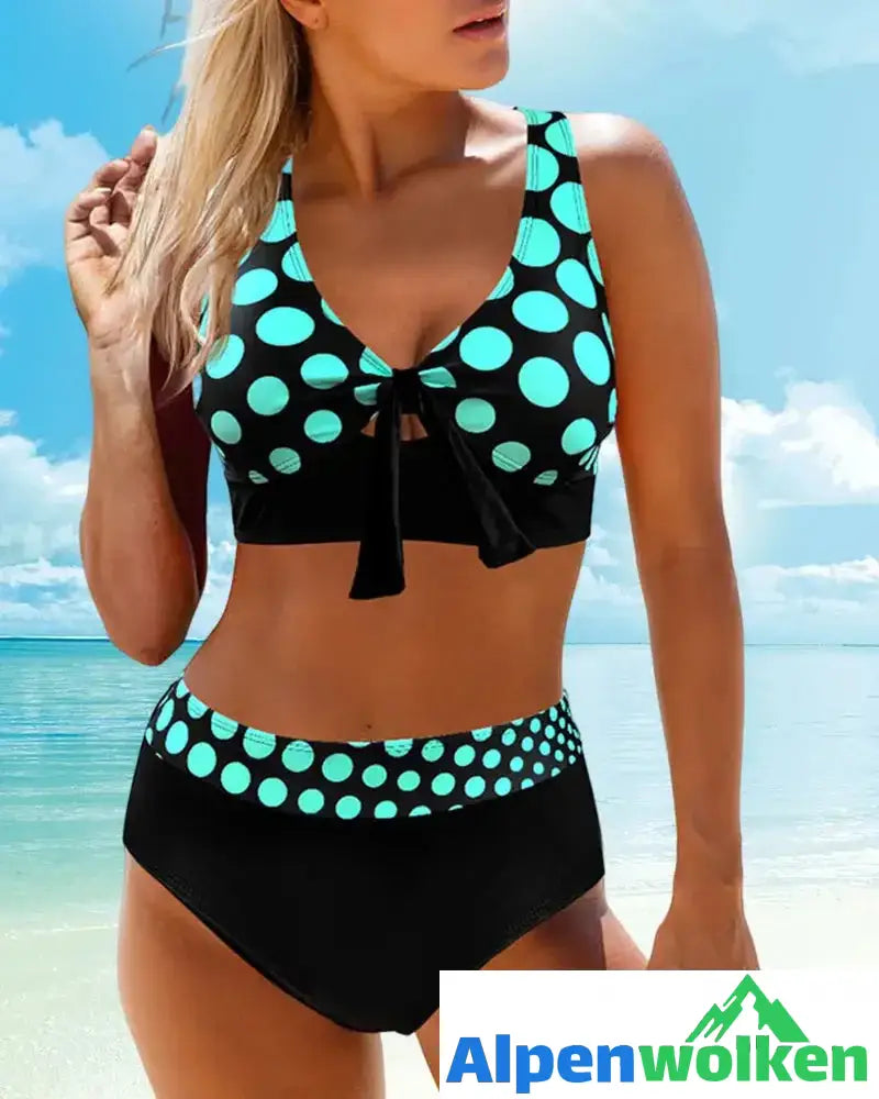 Alpenwolken - Push-up-Bikini-Set mit offenem Rücken und Aufdruck