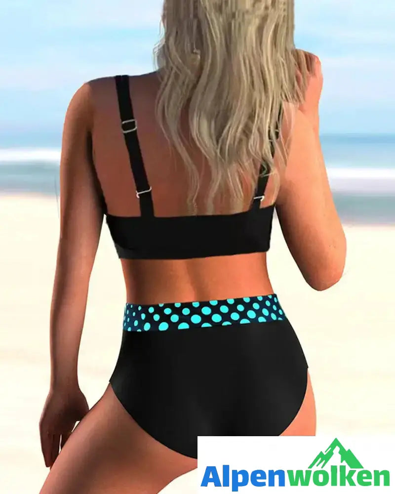 Alpenwolken - Push-up-Bikini-Set mit offenem Rücken und Aufdruck