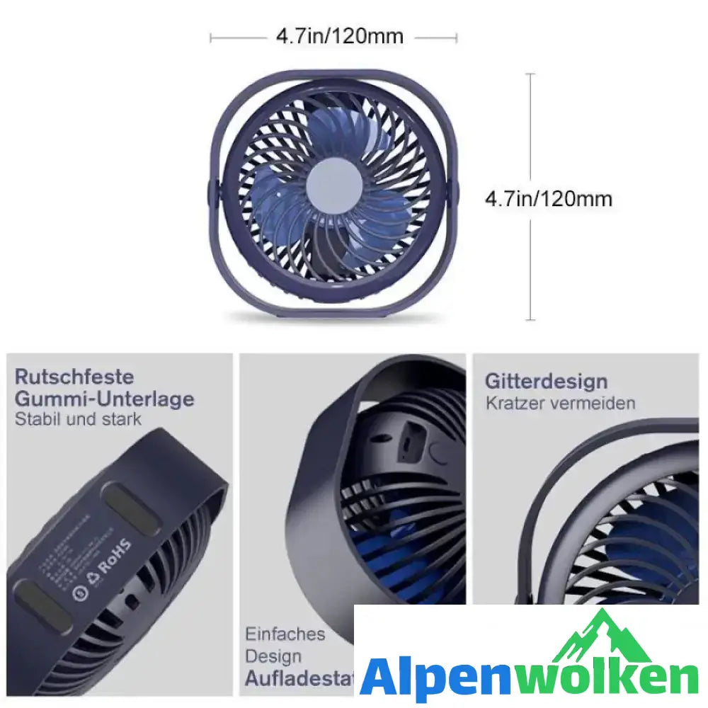 Alpenwolken - Quadratischer wiederaufladbarer Mini-Lüfter