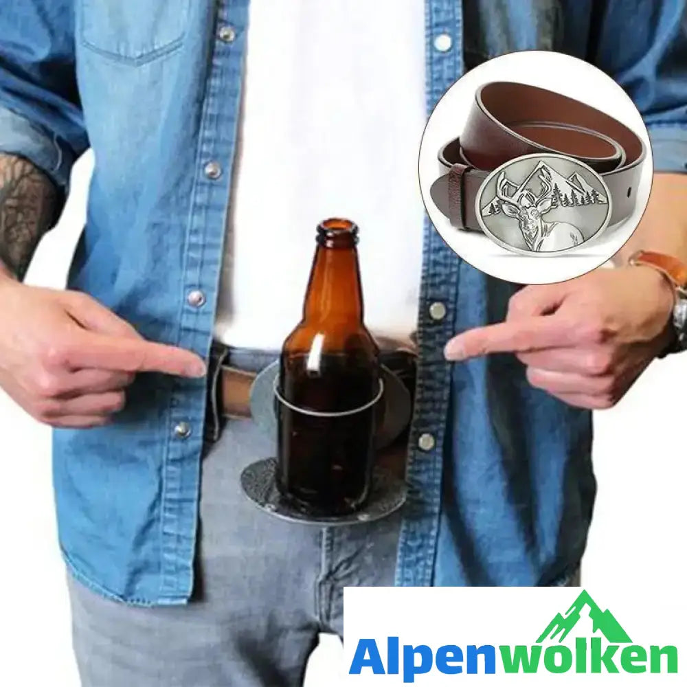 Alpenwolken - Retro Metall Bier Gürtelschnalle，befreien Hände