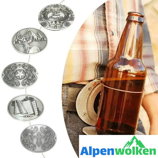 Alpenwolken - Retro Metall Bier Gürtelschnalle，befreien Hände