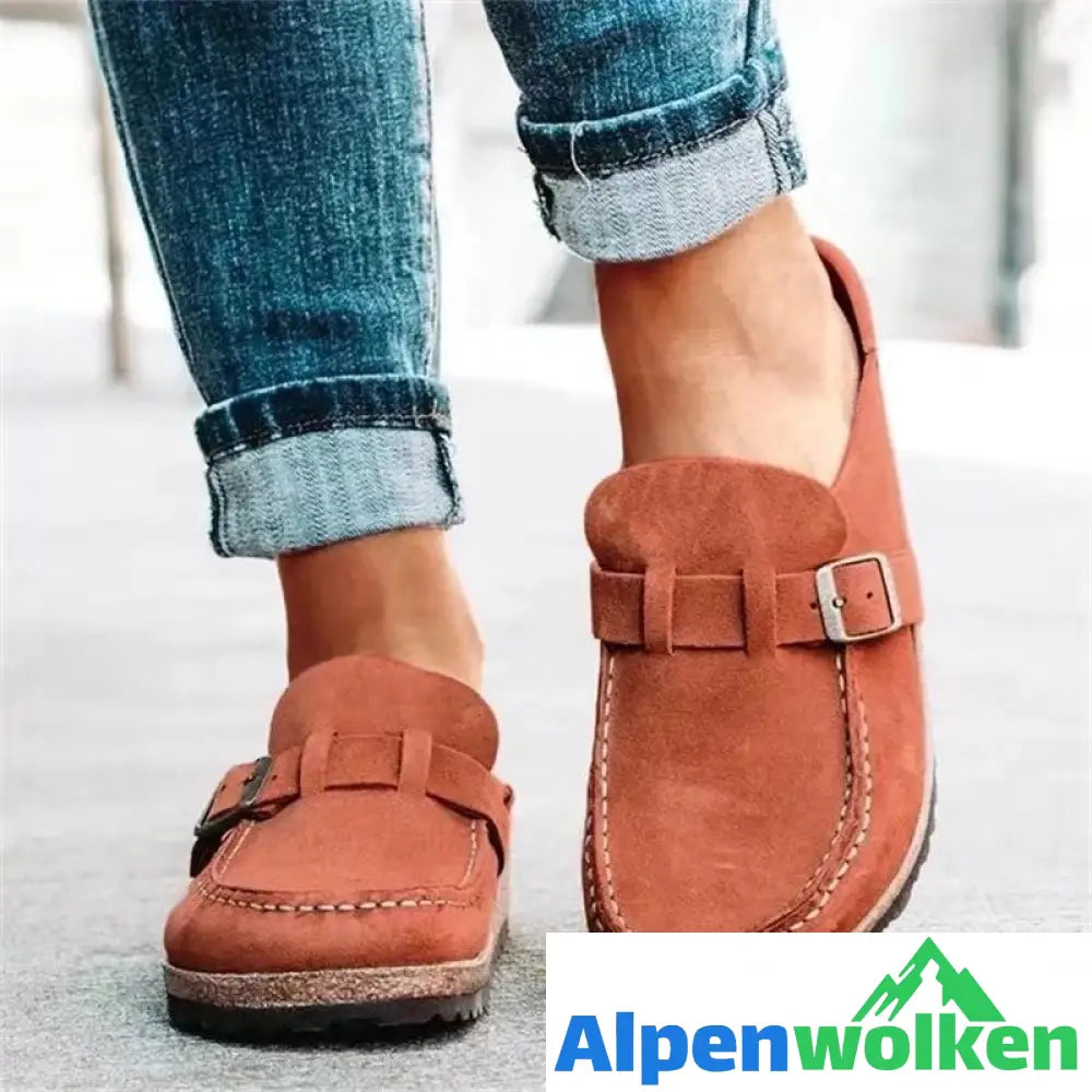 Alpenwolken - Retro Schuhe Pantoletten Damen Komfort Flats