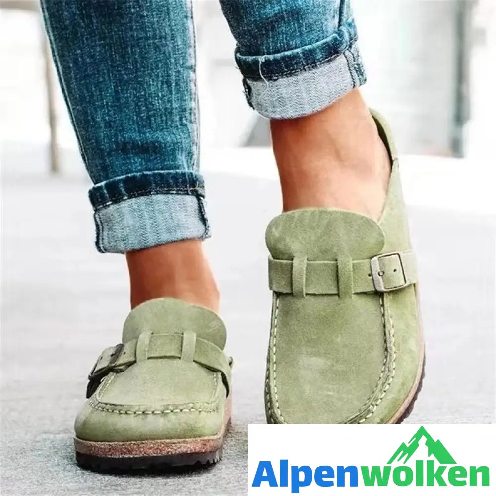 Alpenwolken - Retro Schuhe Pantoletten Damen Komfort Flats