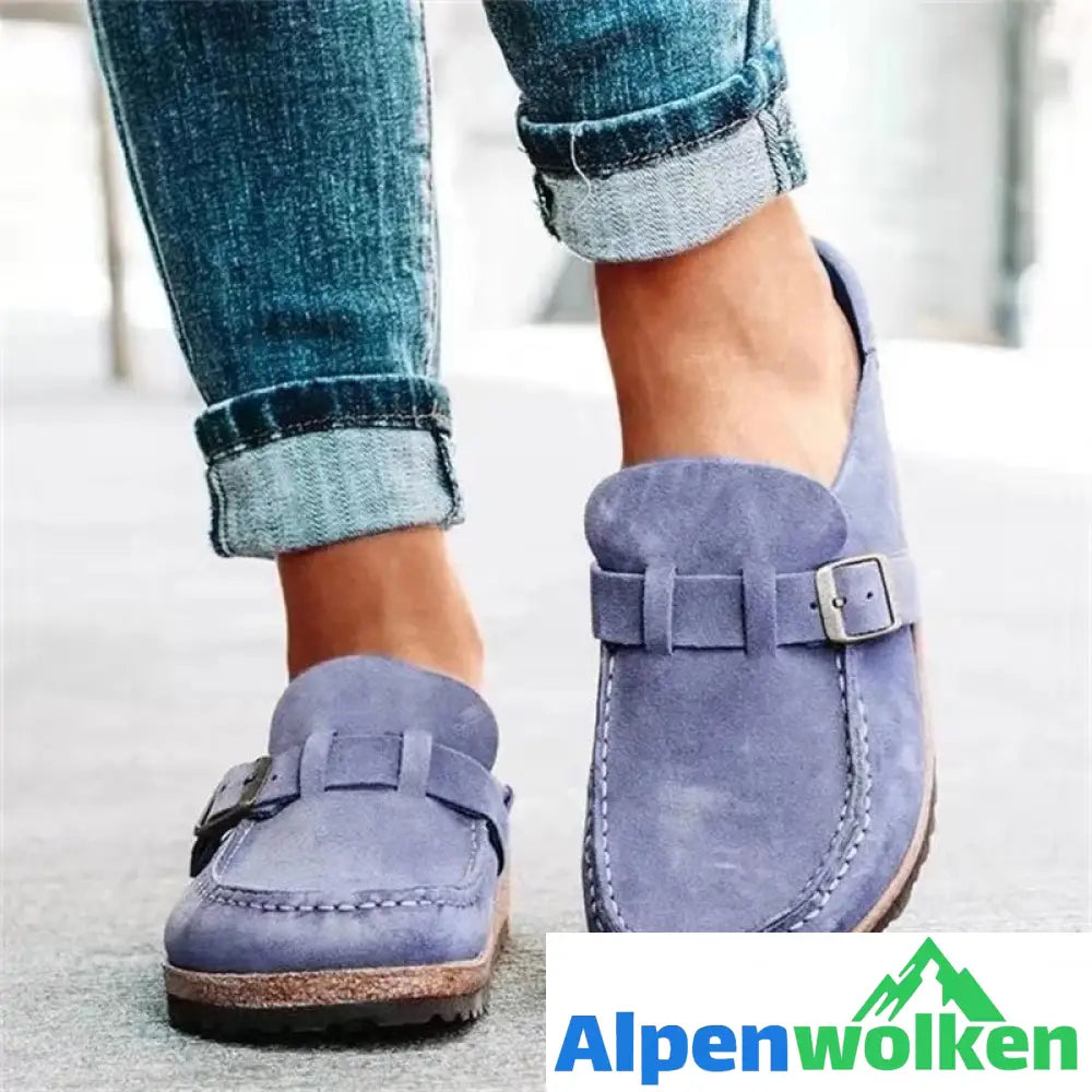 Alpenwolken - Retro Schuhe Pantoletten Damen Komfort Flats