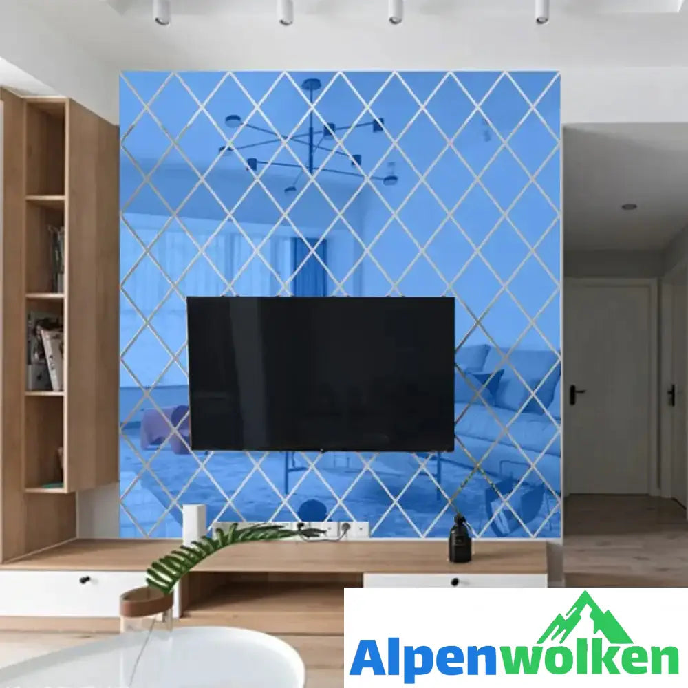 Alpenwolken - Rhombus Acryl Spiegel Wandaufkleber blau 50*100cm