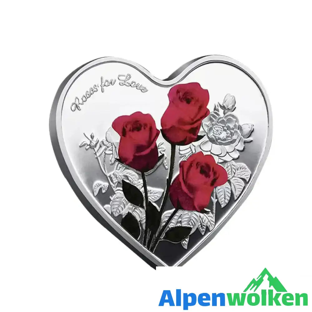 Alpenwolken - Rose Gedenkmünze in Herzform